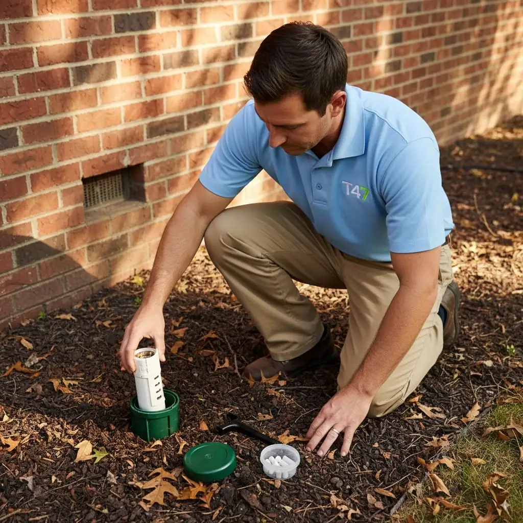 Termite baiting system installation