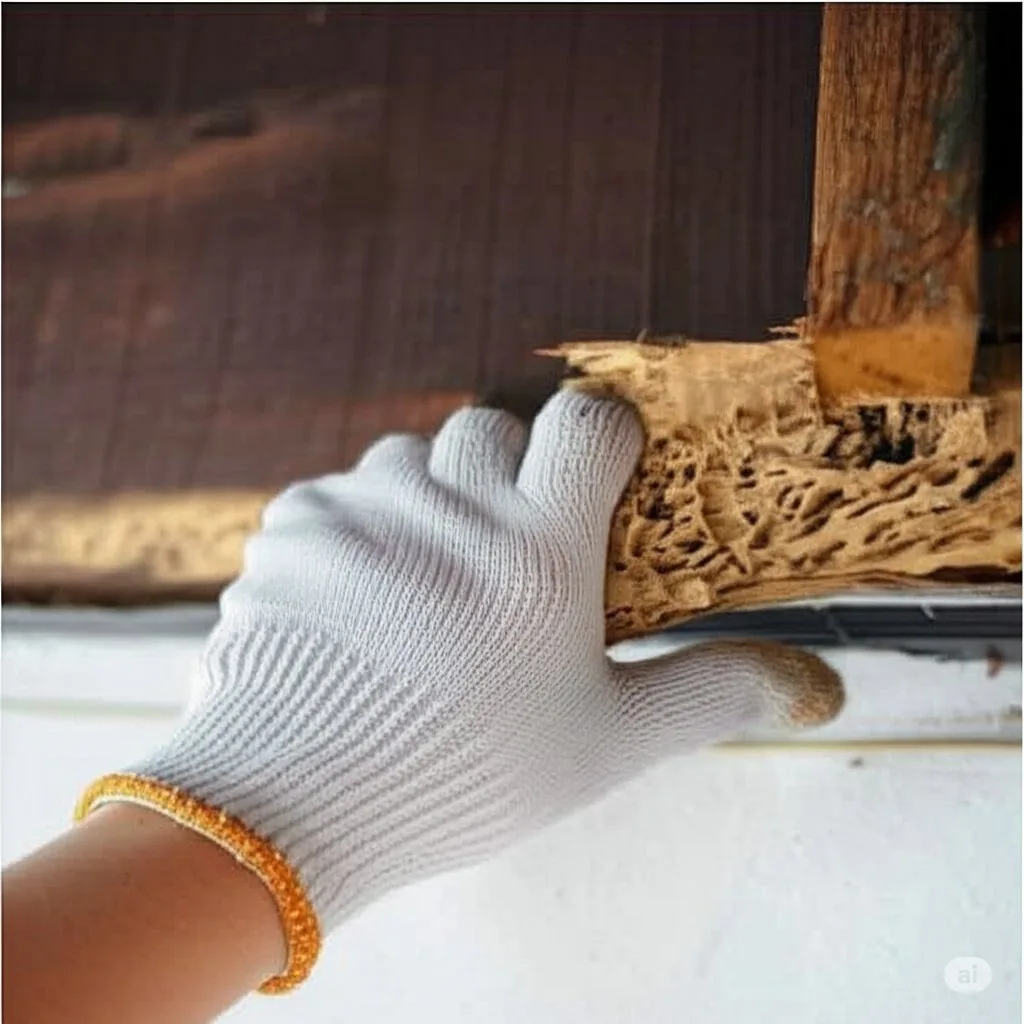 Termite-damaged timber showing hollow, blistered surface