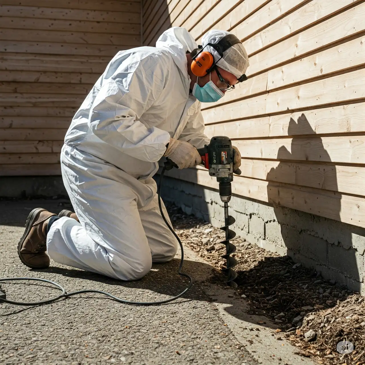 Professional conducting termite inspection